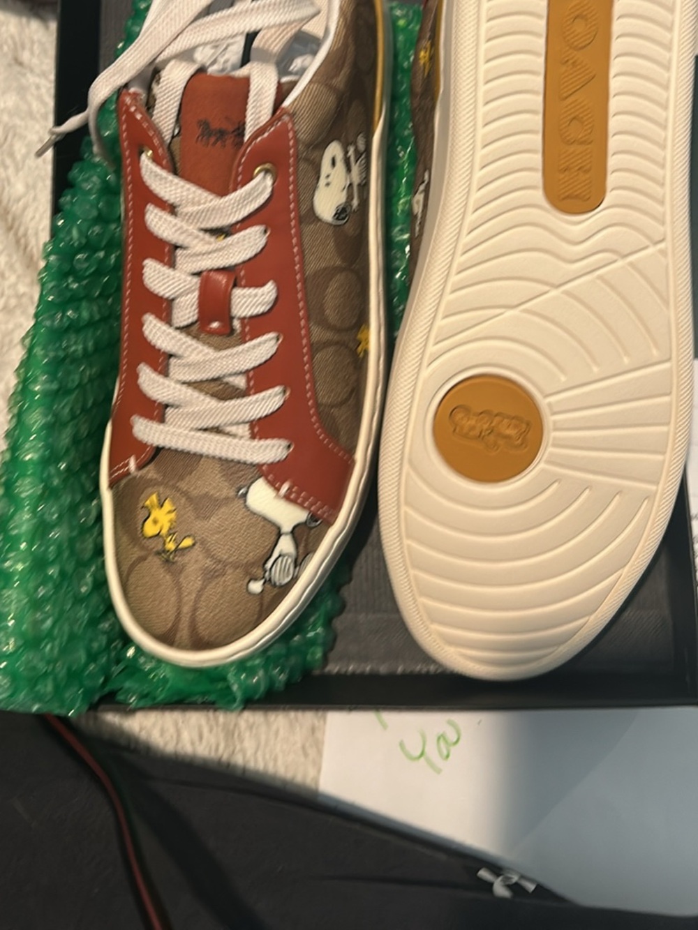 CoachBrown & Rust Leather Snoopy Low-Top Sneakers